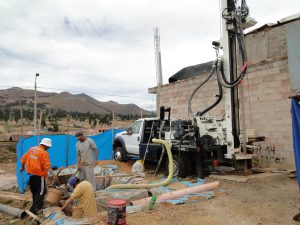 water well drilling operation in Peru